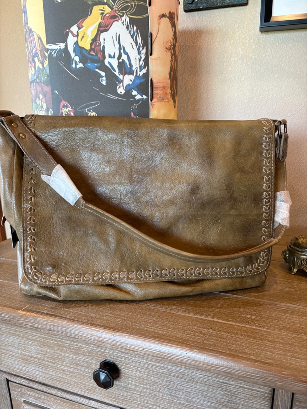 Leather Messenger Bag - Brown